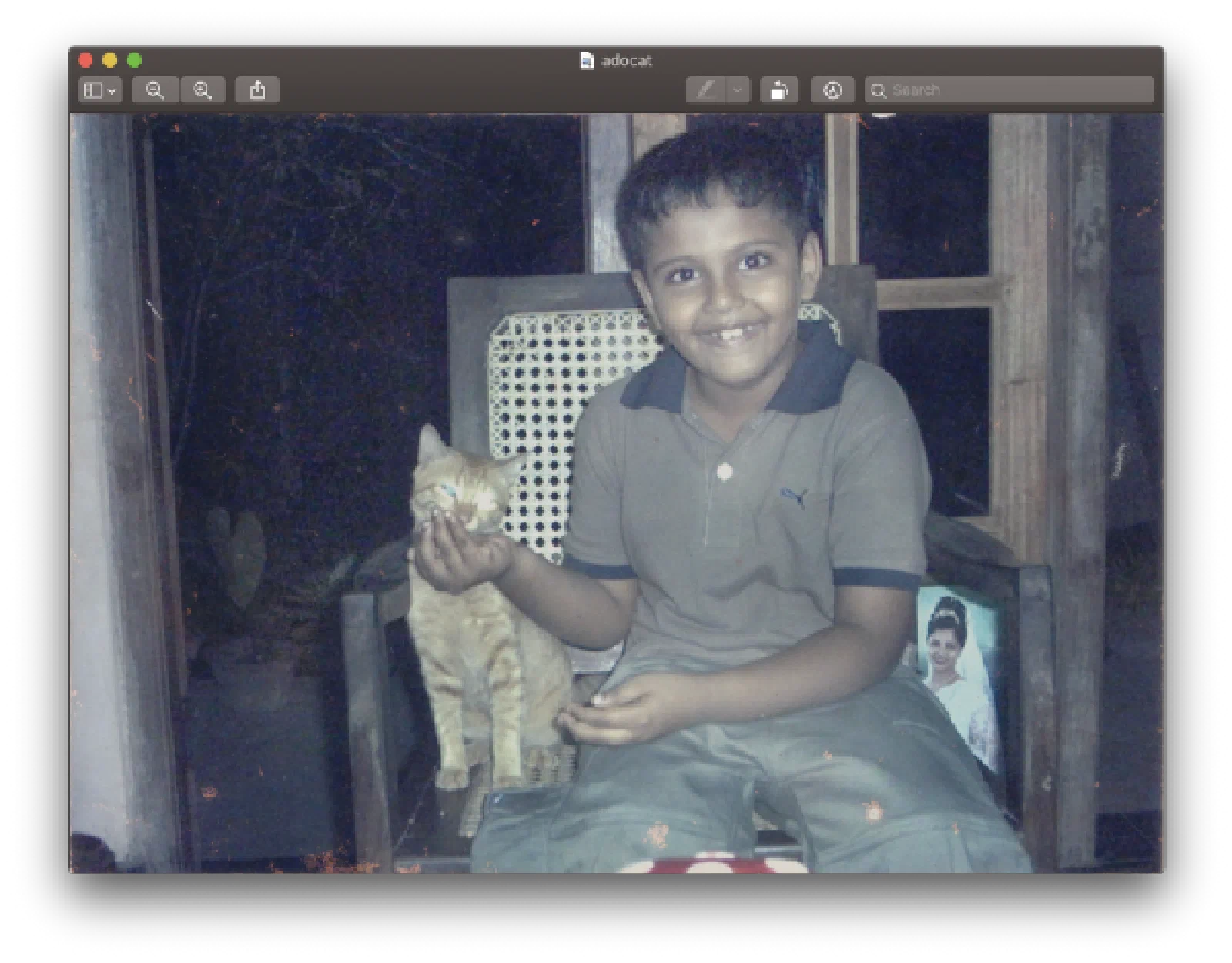 Happiness, Me feeding “Rollo” the cat cake on my 7th birthday (2004)